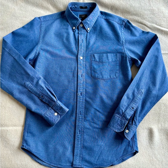 J. Crew medium blue Oxford button-down collar shirt, size S slim - Picture 1 of 4